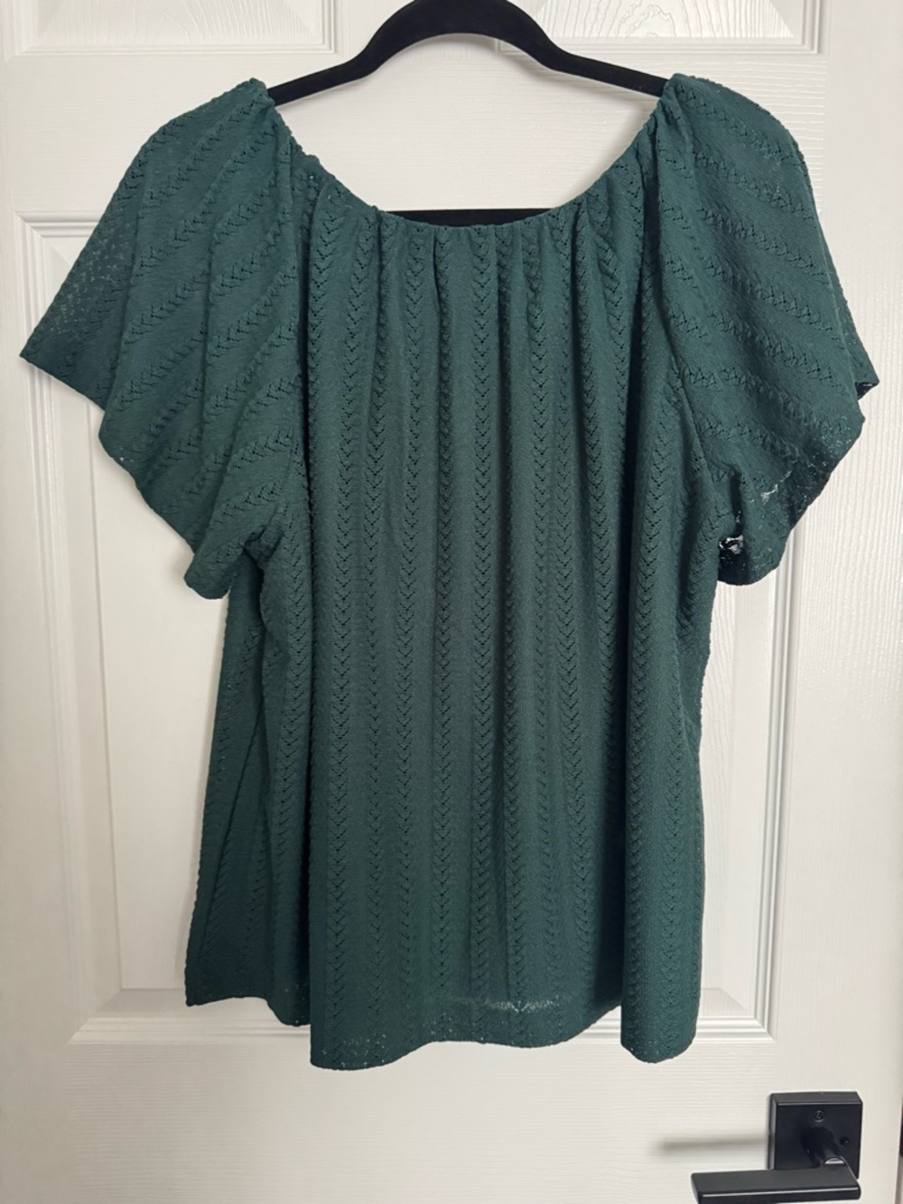 LOFT Teal Textured Flutter Sleeve Blouse - Picture 2 of 2